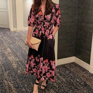 Floral Black and Pink Women's Dress